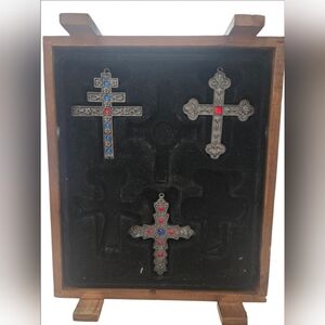 Thomas Pacconi Wood Display Box With Cross Ornaments